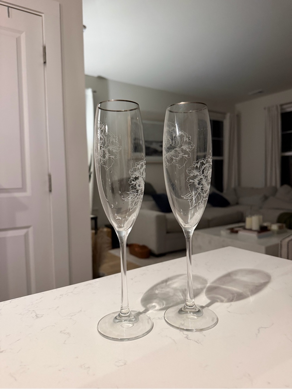 Lenox Silver Peony Toasting Flutes - Picture 8 of 8